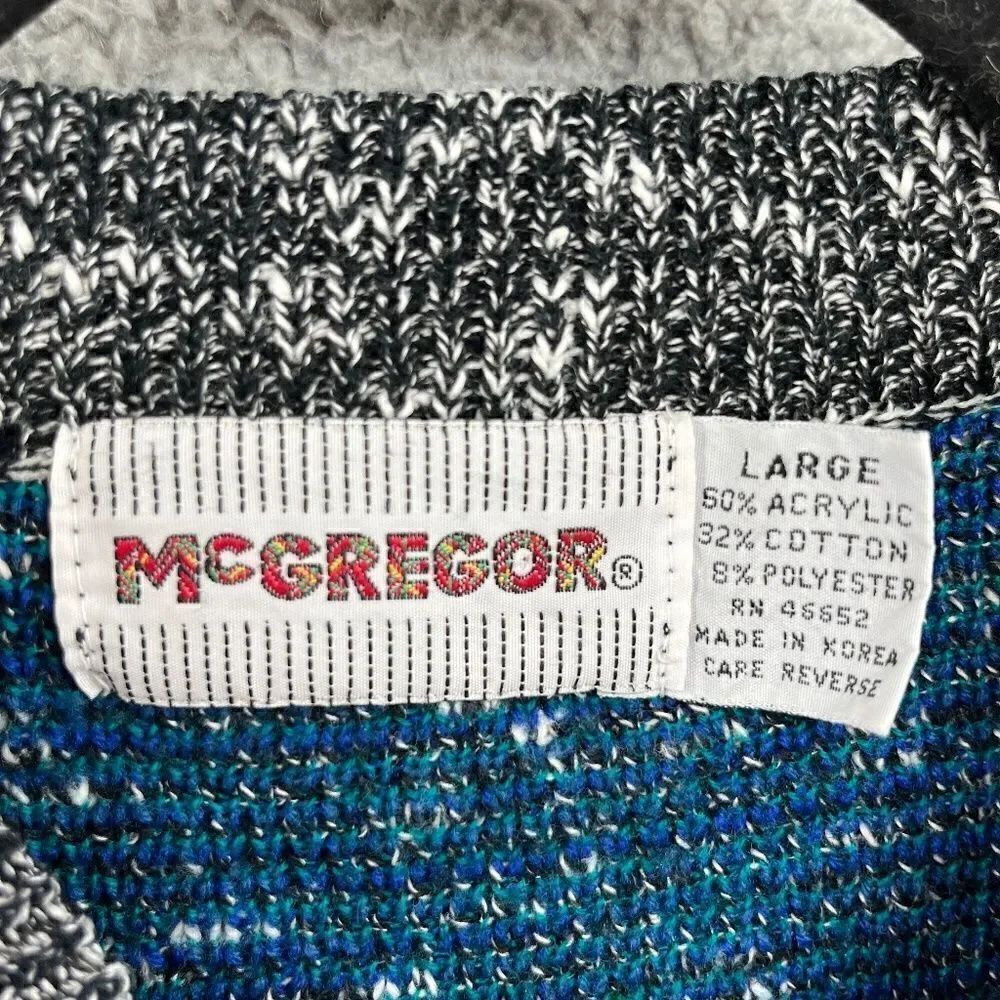 Vintage 1980s McGregor Multicolored Dad Grandpa Crewneck Sweater Large Geometric